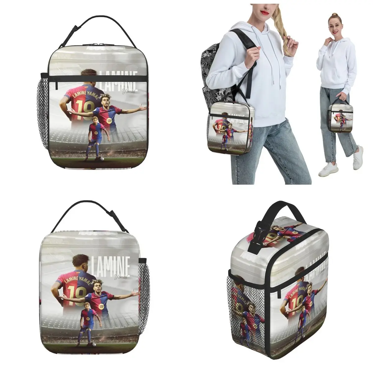 Spain 19 Football Lamine Yamal Insulated Lunch Bags Thermal Bag Meal Container Portable Tote Lunch Box Bento Pouch College