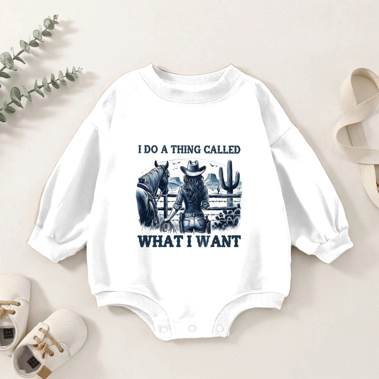 Western Cowgirl – Bold Country Baby Romper Sweatshirts