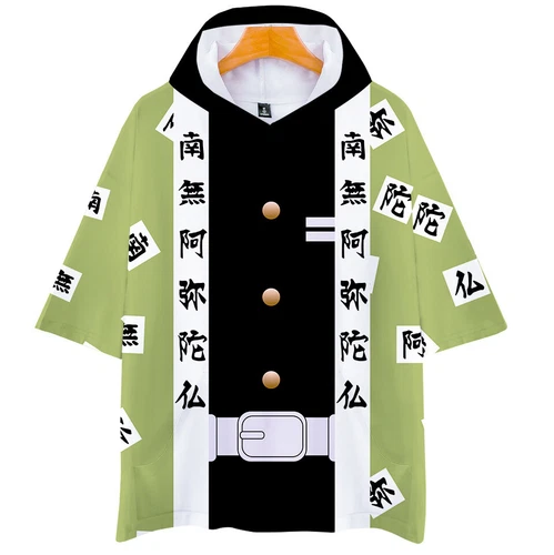 demon Kimetsu no Yaiba Kamado Tanjirou neko Short Sleeve Hoodie Shirt