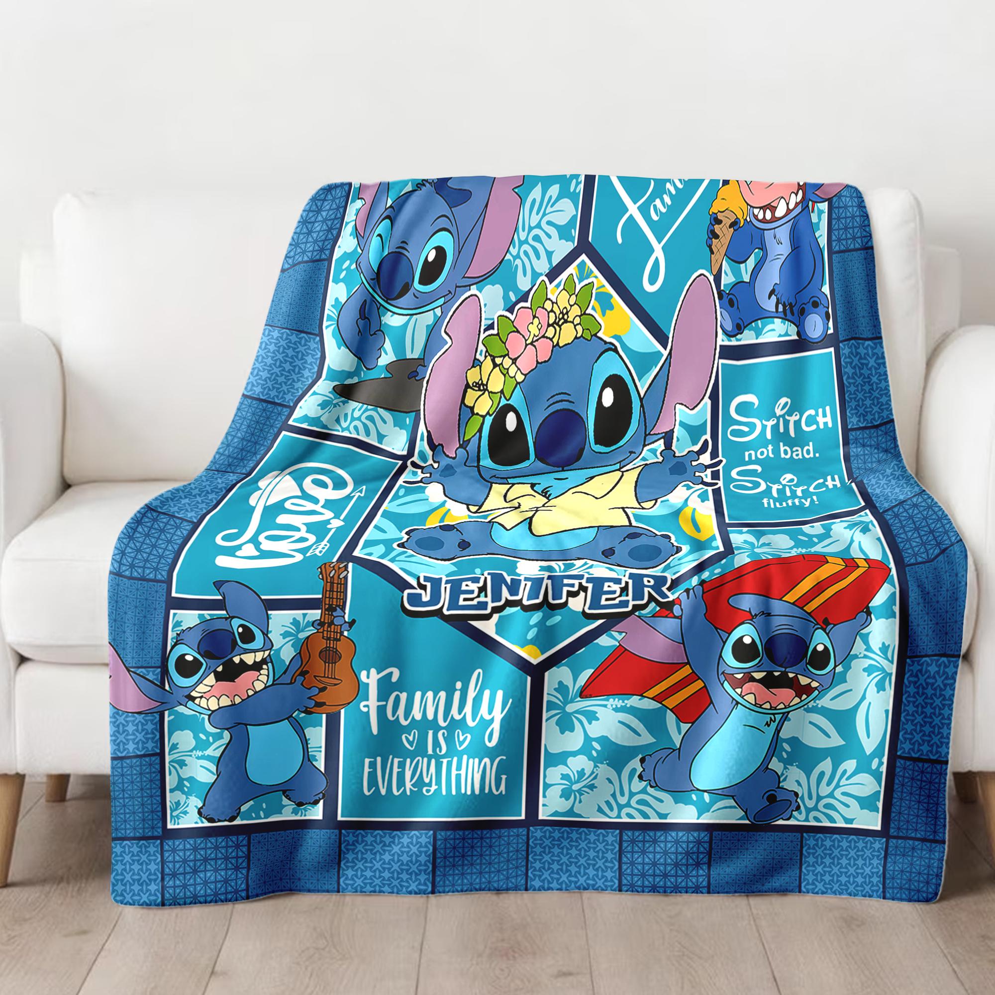 Personalized Blue Monster Blanket, Custom Name Monster Baby Blanket, Birthday Gift, Magic Kingdom Fleece Blanket, Cartoon Quilt Bedding