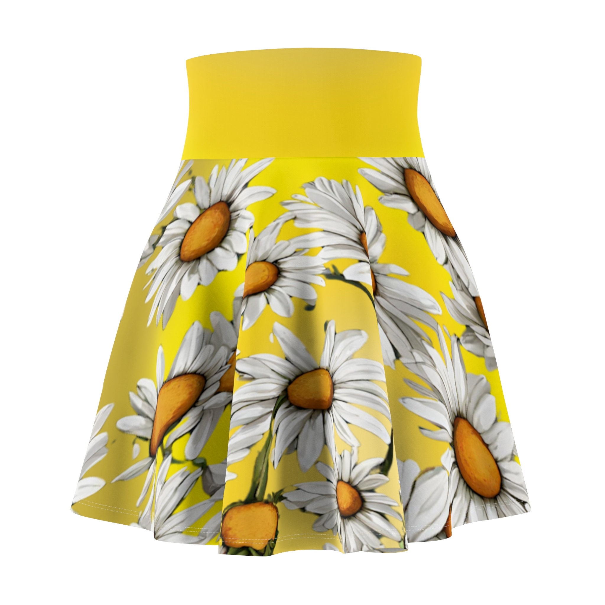 Daisy Print Women's Skater Skirt | 4" wide high-rise elastic waistband | Women Summer Skater Skirt | Beaching Outfit