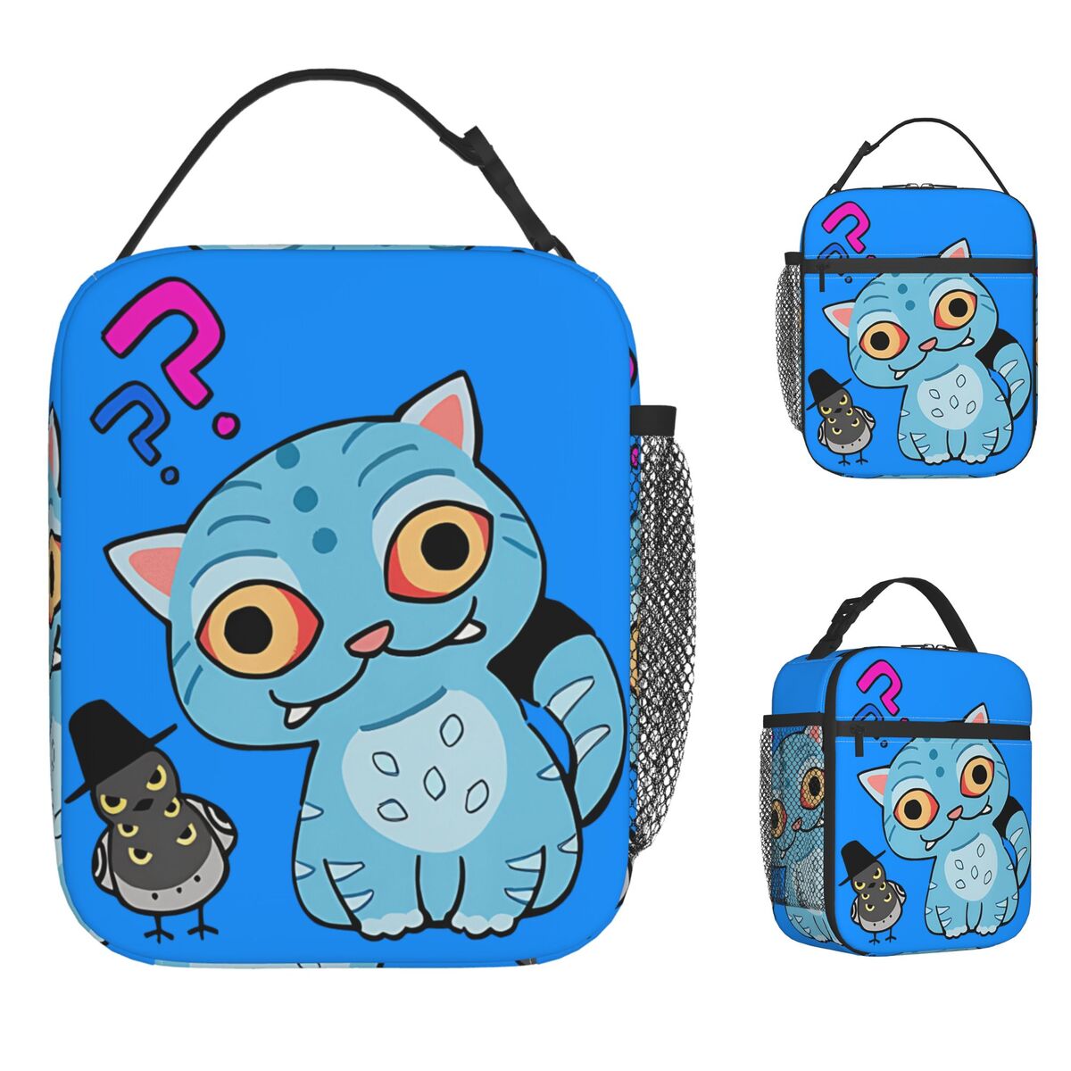 Derpy Blue Tiger and Bird Kids Lunch Bag