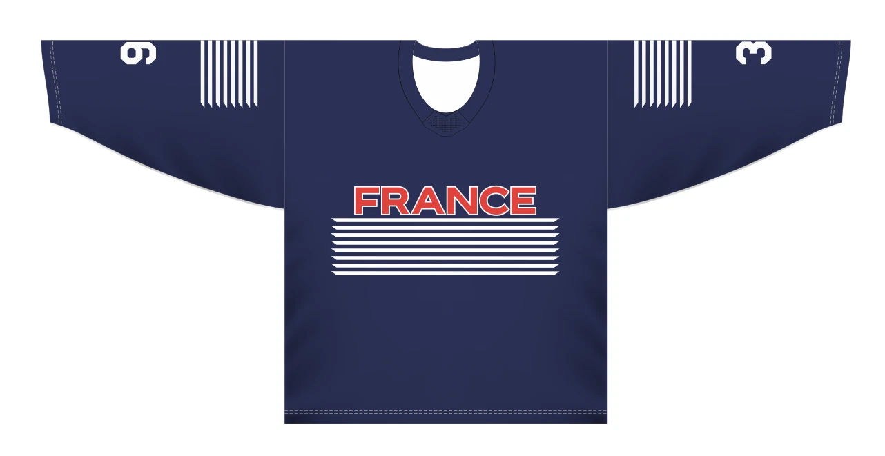 Team France Blue 2026 Ice Hockey Jersey Custom Name and Number