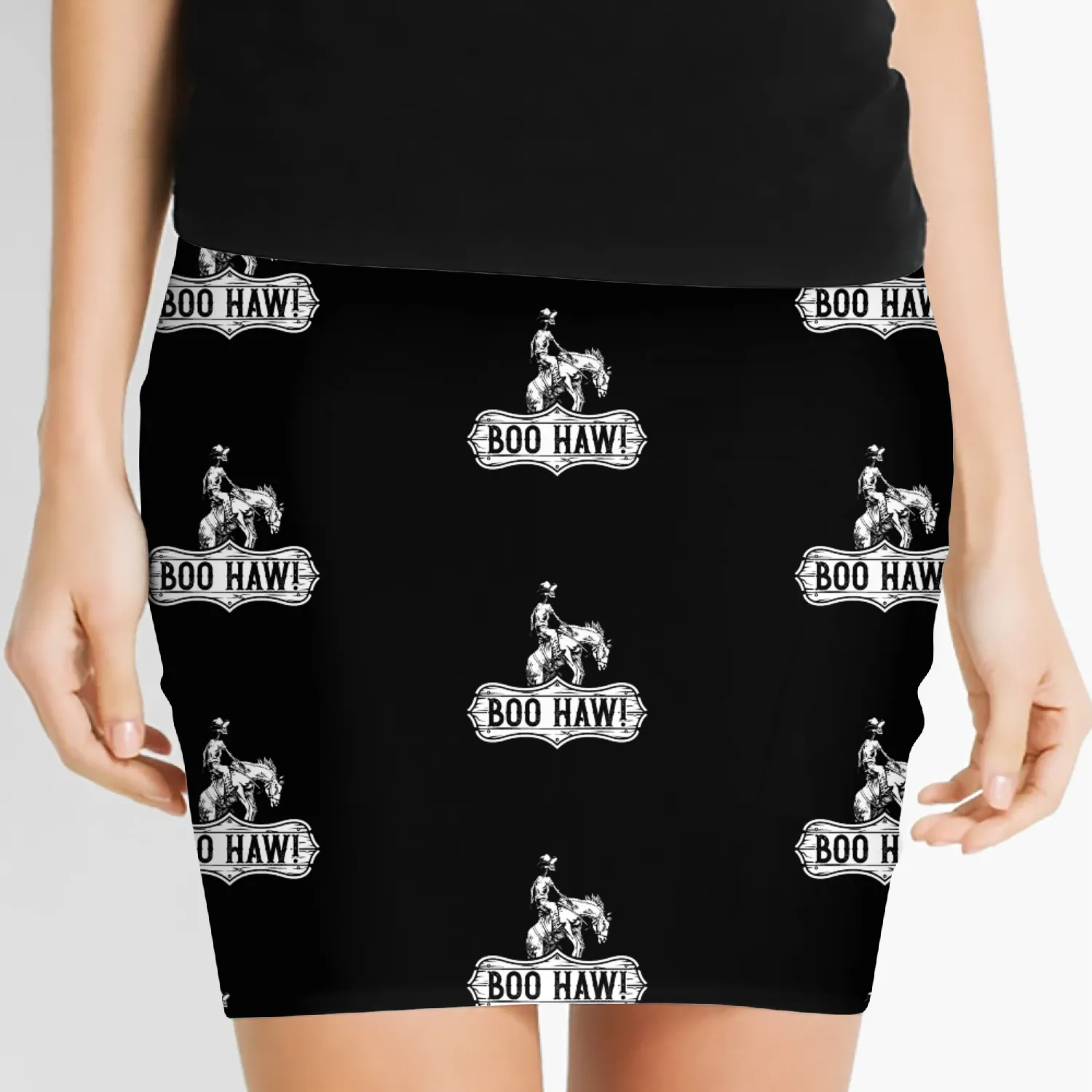 Cowboy Halloween Boo Haw Western Skeleton Rider Women's Mini Skirts