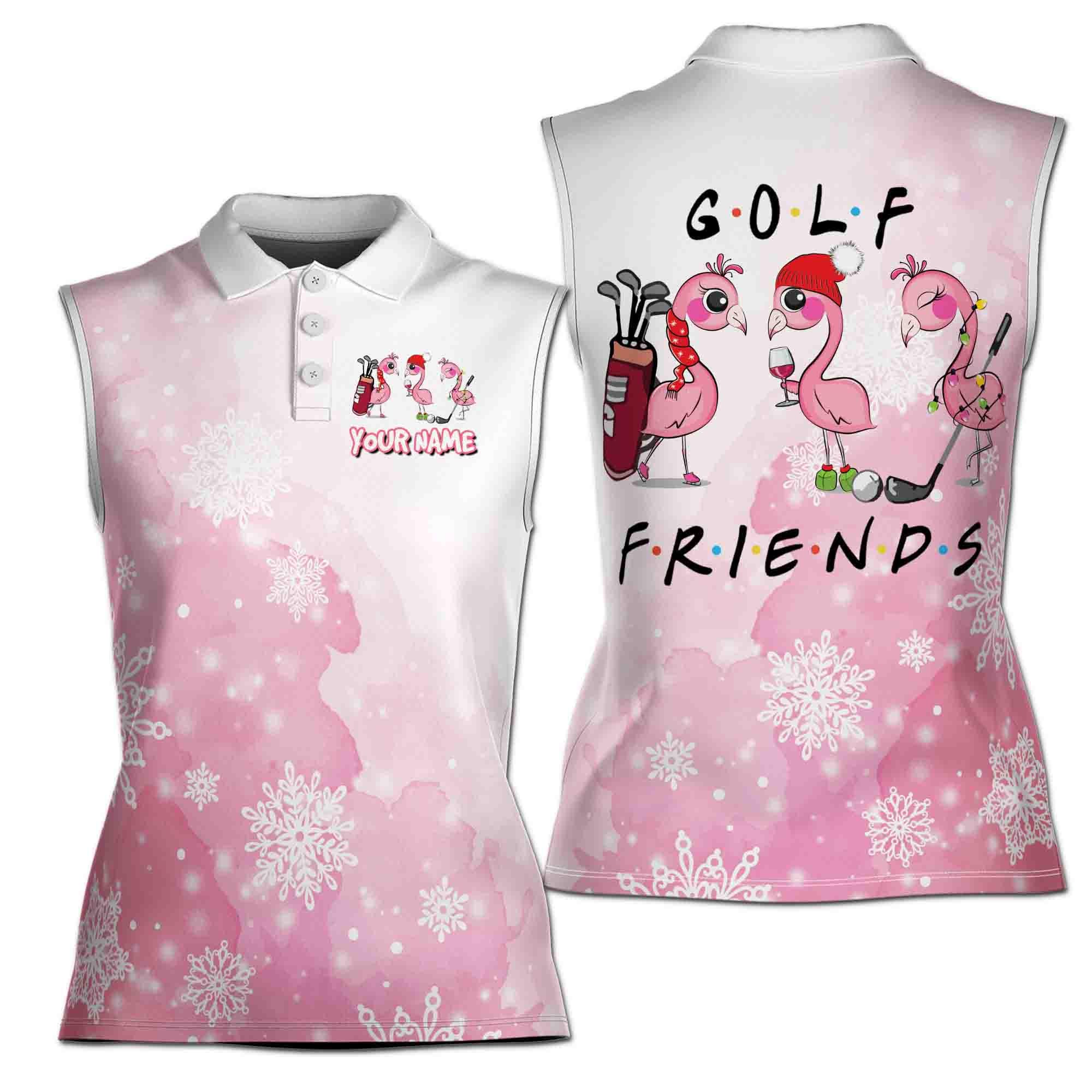 Golf Friend Flamingo Christmas Pattern Women Sleeveless Polo
