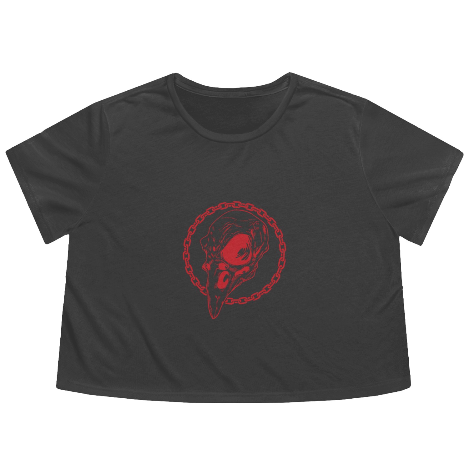 Raven Bone Head with Chains Crow Flowy Cropped Tees