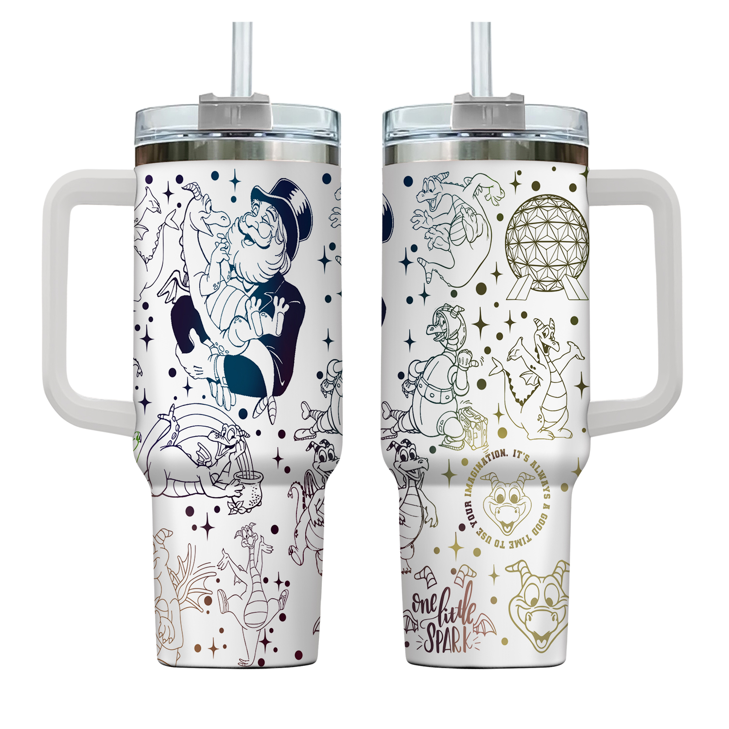 40oz Laser Engraved Figment and Dream Finder Tumbler