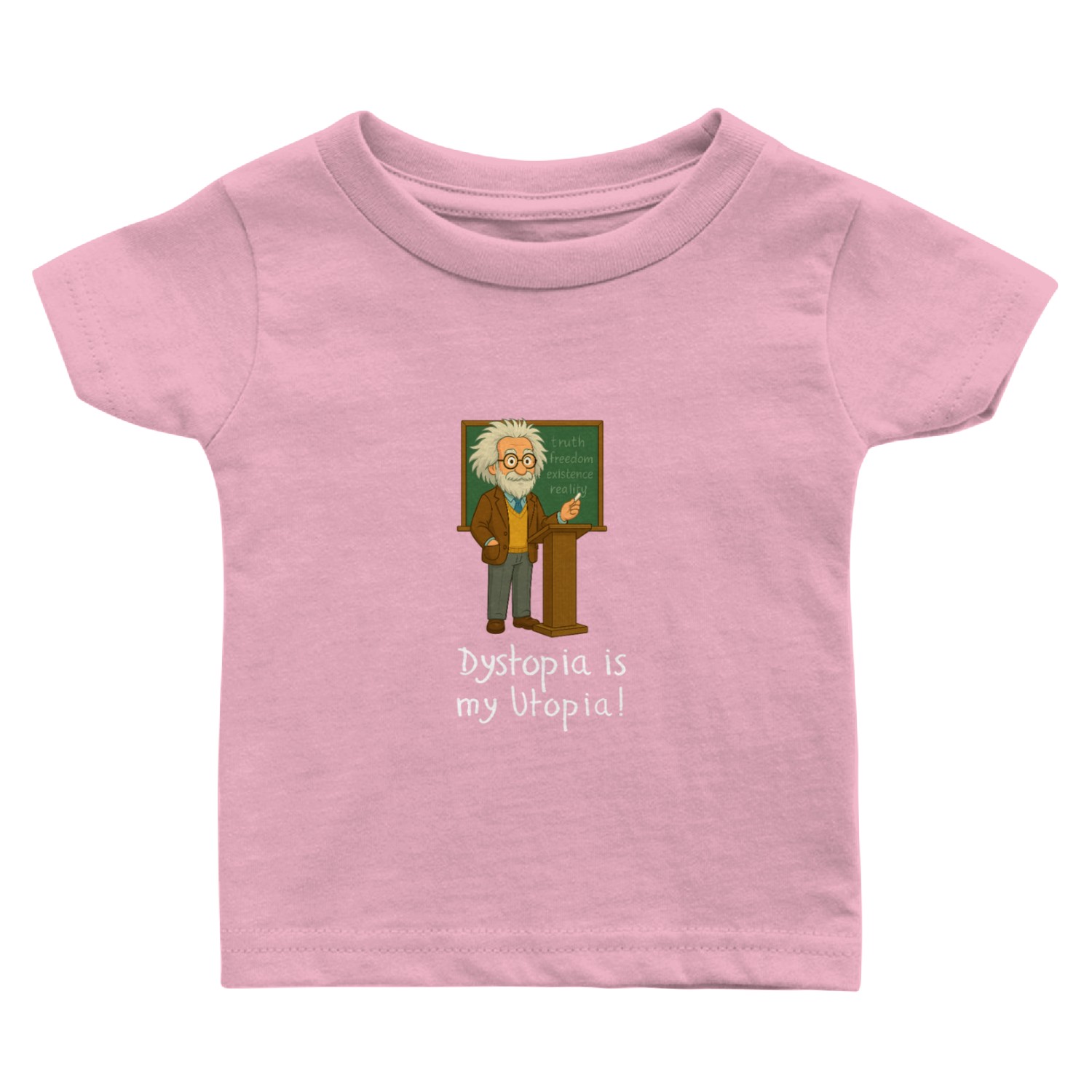 Dystopia Is My Utopia – Philosopher Cartoon Design Baby T Shirts
