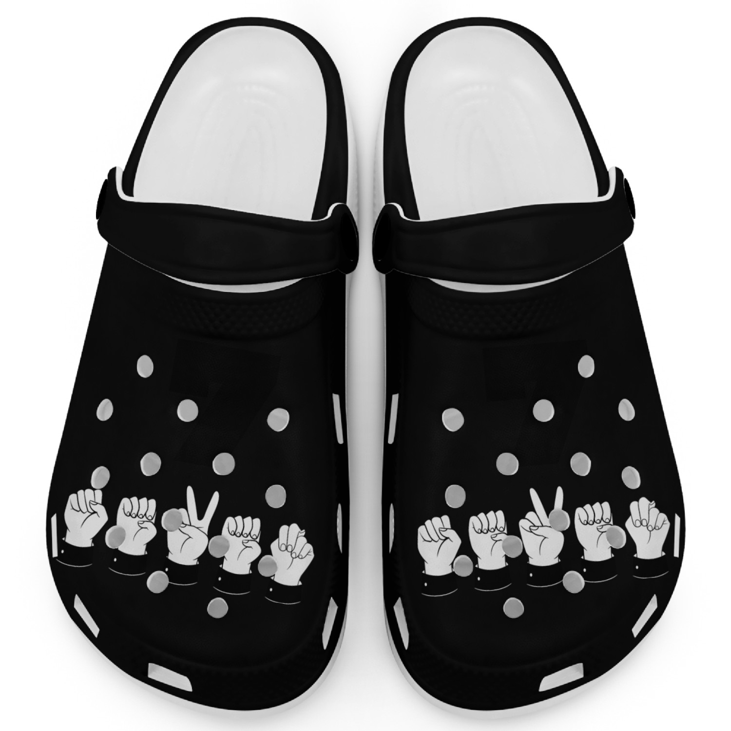 Sign Language ASL Number 7 - Age Lucky Seven Clogs