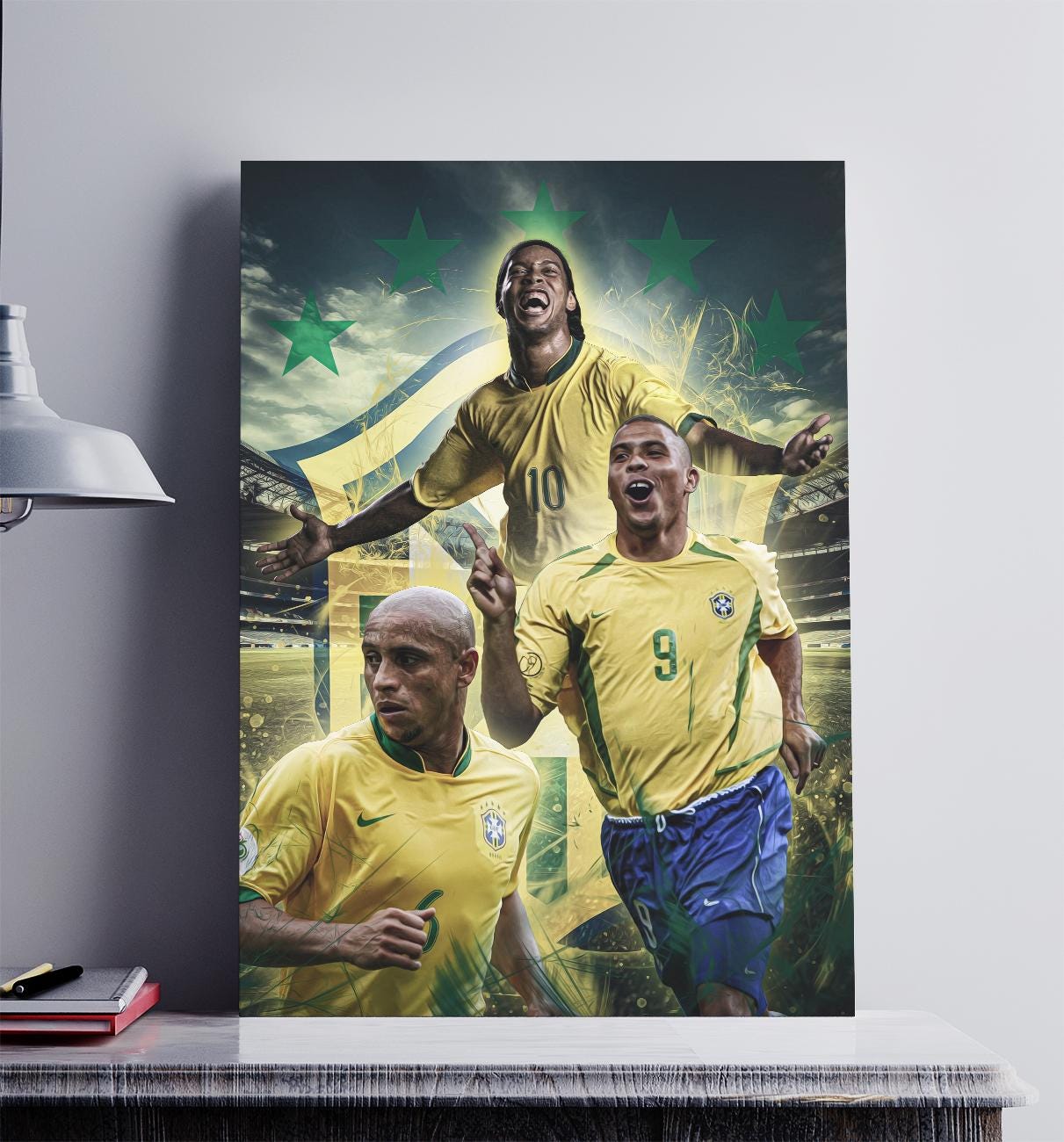 Ronaldinho, Ronaldo, Roberto Carlos Brazil - Football Poster - Soccer Poster Art - Brazil Poster - Legendary Players - Brazil Team