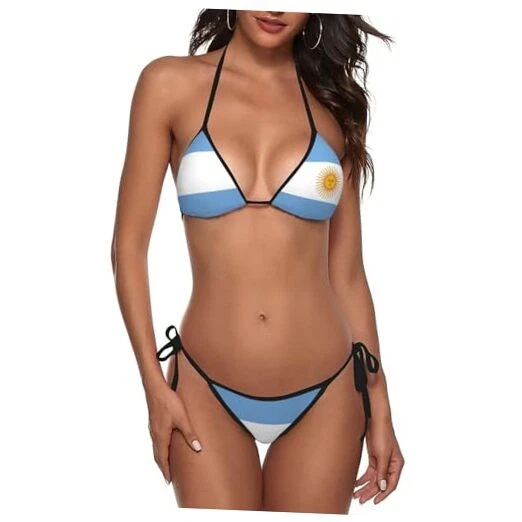 Women's Two-Piece Bikini Swimsuit with Trinidad and Tobago and Argentina Flags
