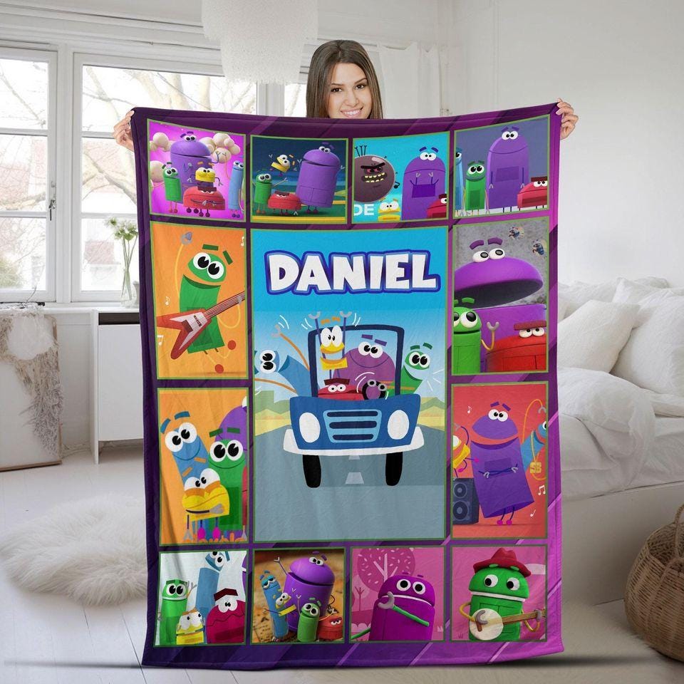 Personalized The StoryBots Blanket, Custom Name Cartoon Blanket For Kids, Birthday Gifts