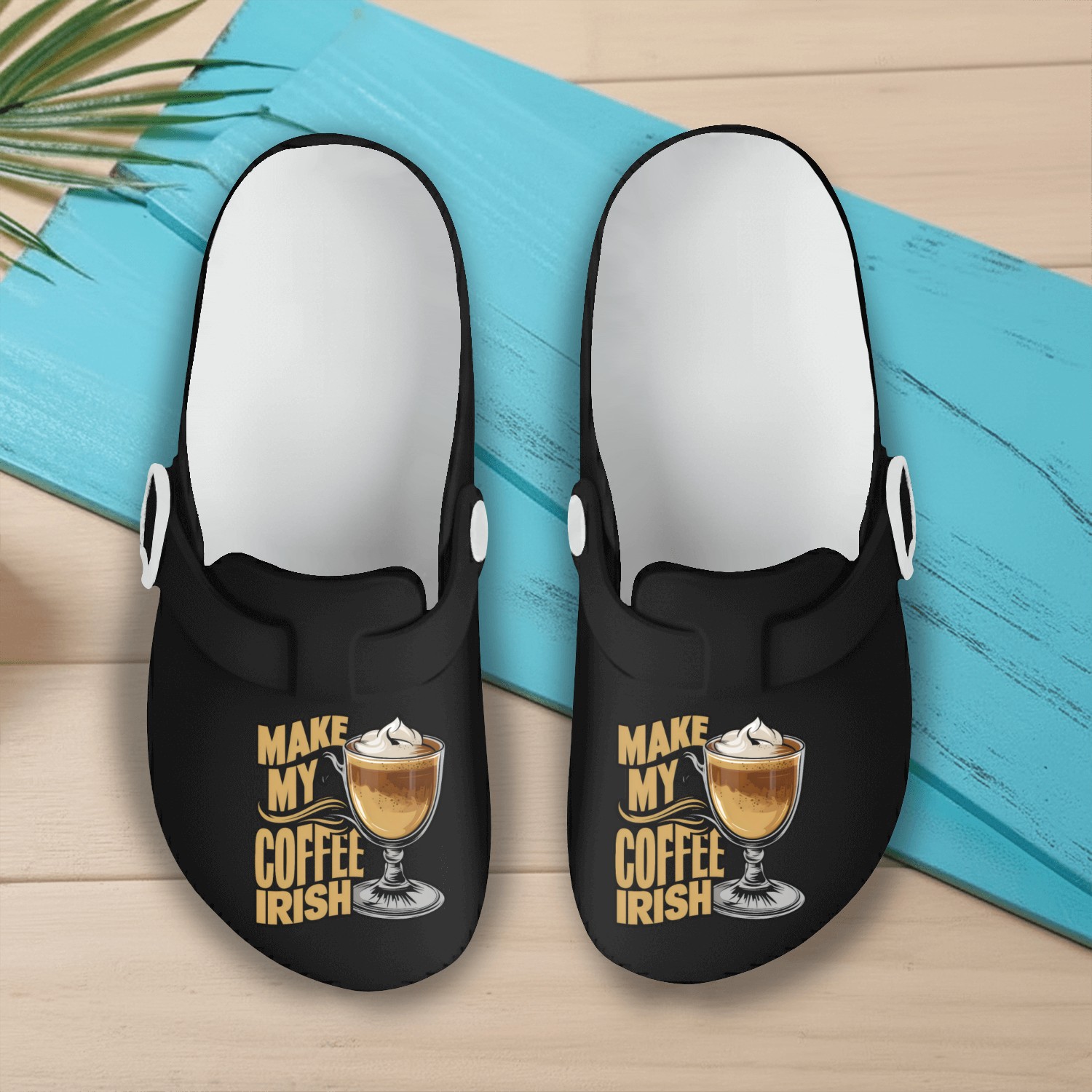 Irish Coffee - Make My Coffee Irish Slip On Clogs