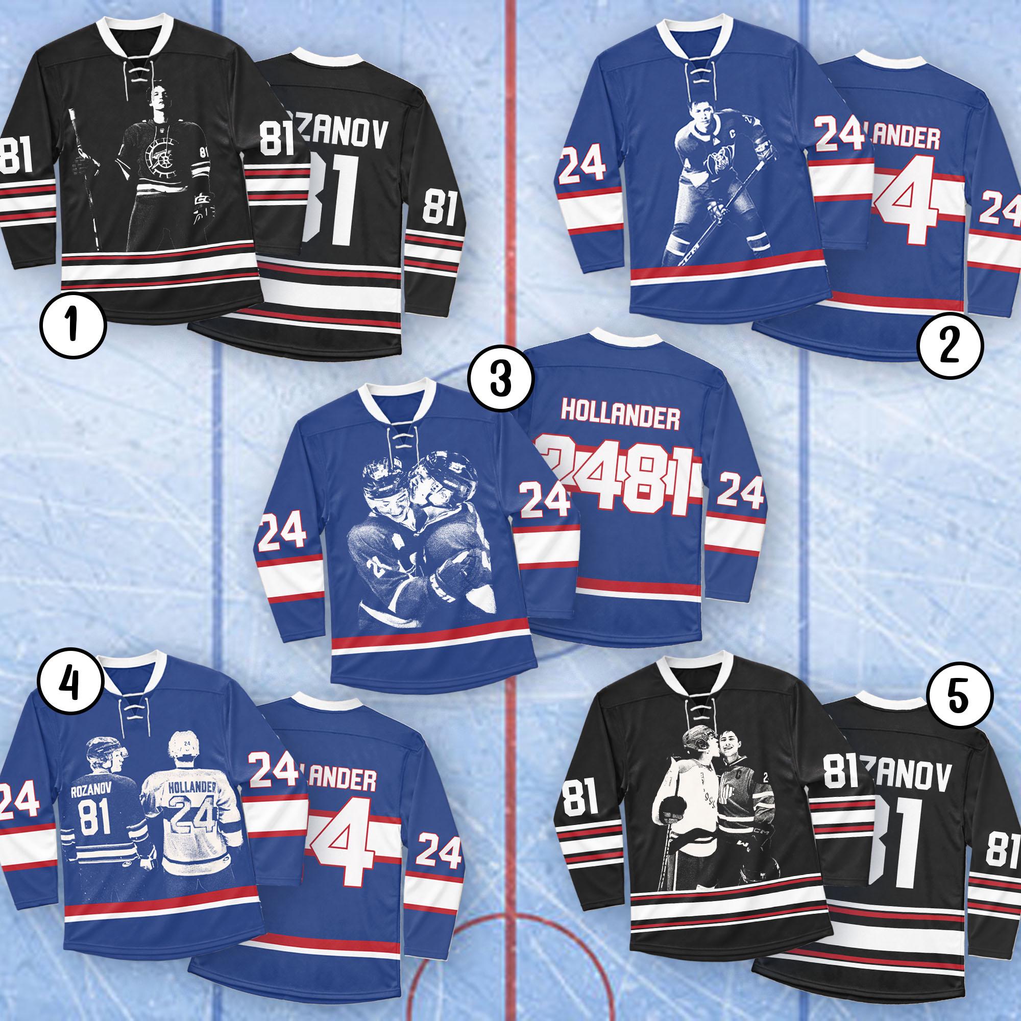 Personalized Hollander Rozanov Hockey Jersey, Custom Hollanov Romance Rivalry Fans Outfit
