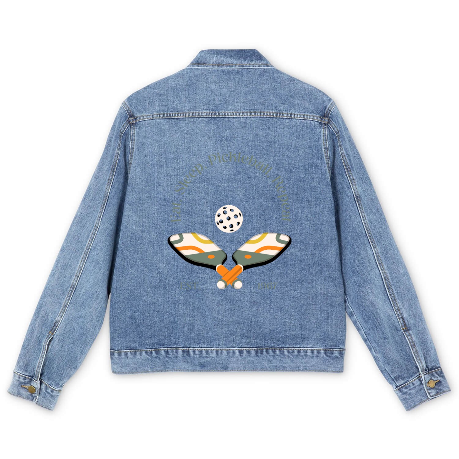 Eat. Sleep. Pickleball. Repeat. Men's Denim Jackets