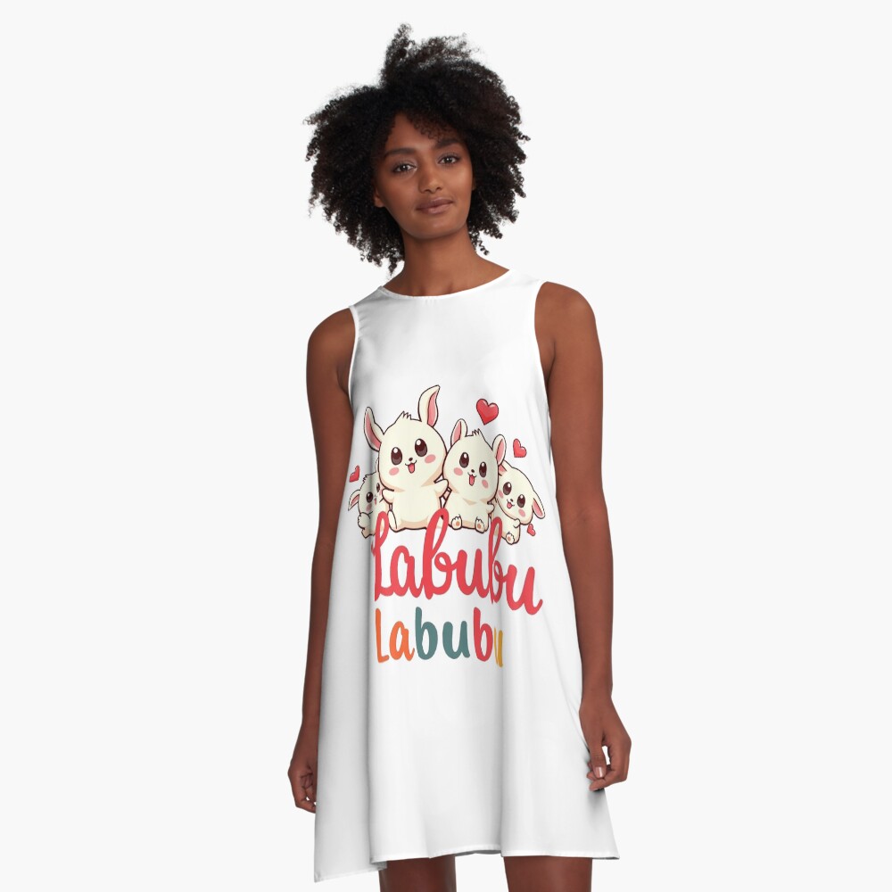 Labubu Love Bunnies A-Line Dress, Gift for Her