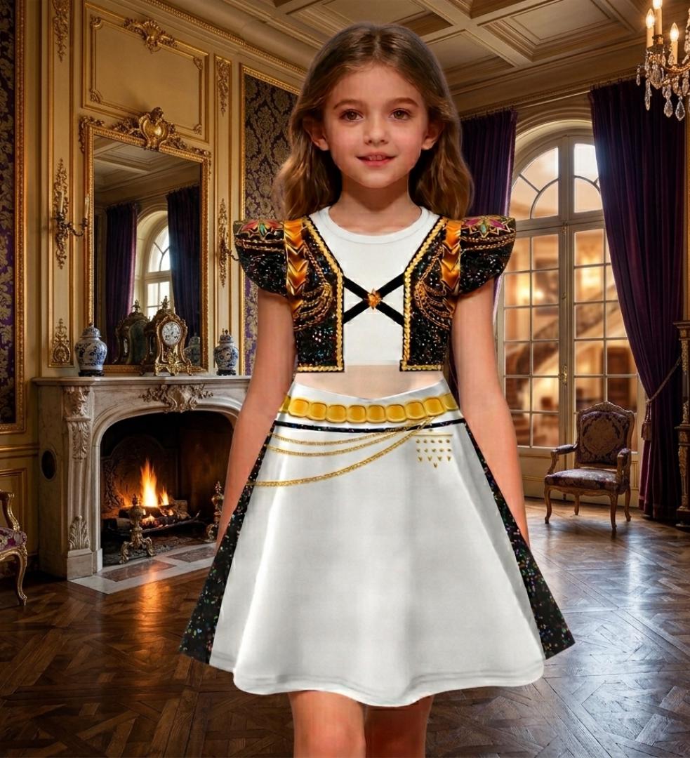 KPop Demon Hunters Kids Dress, Cute KPop Super Girls Outfit, Kpop Clothes, Demon Hunter Casual Short, Kpop Super girls, Kids Party Dress