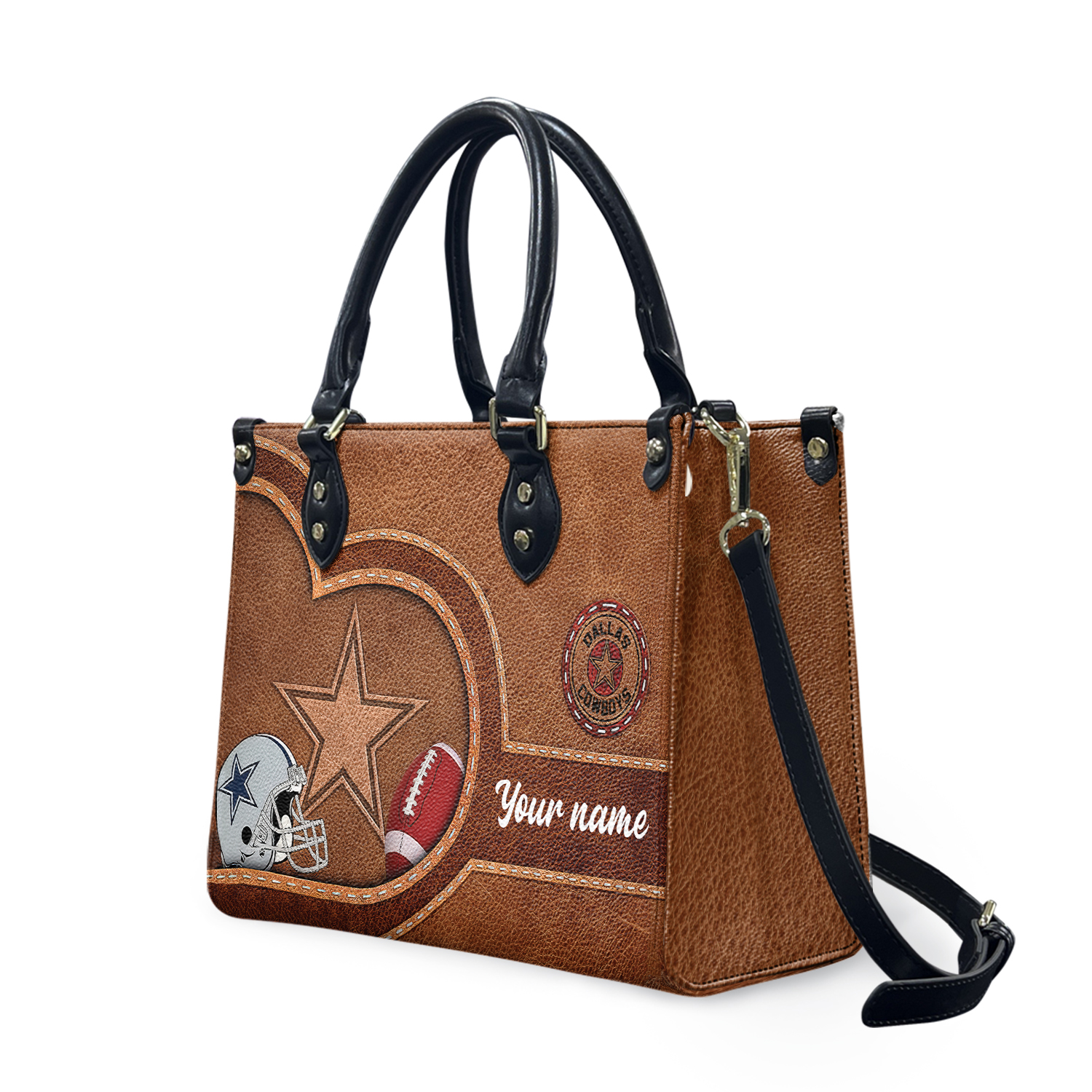 Dallas Team Cowboys Leather Bag, Brown Leather Baseball Women Leather Handbag