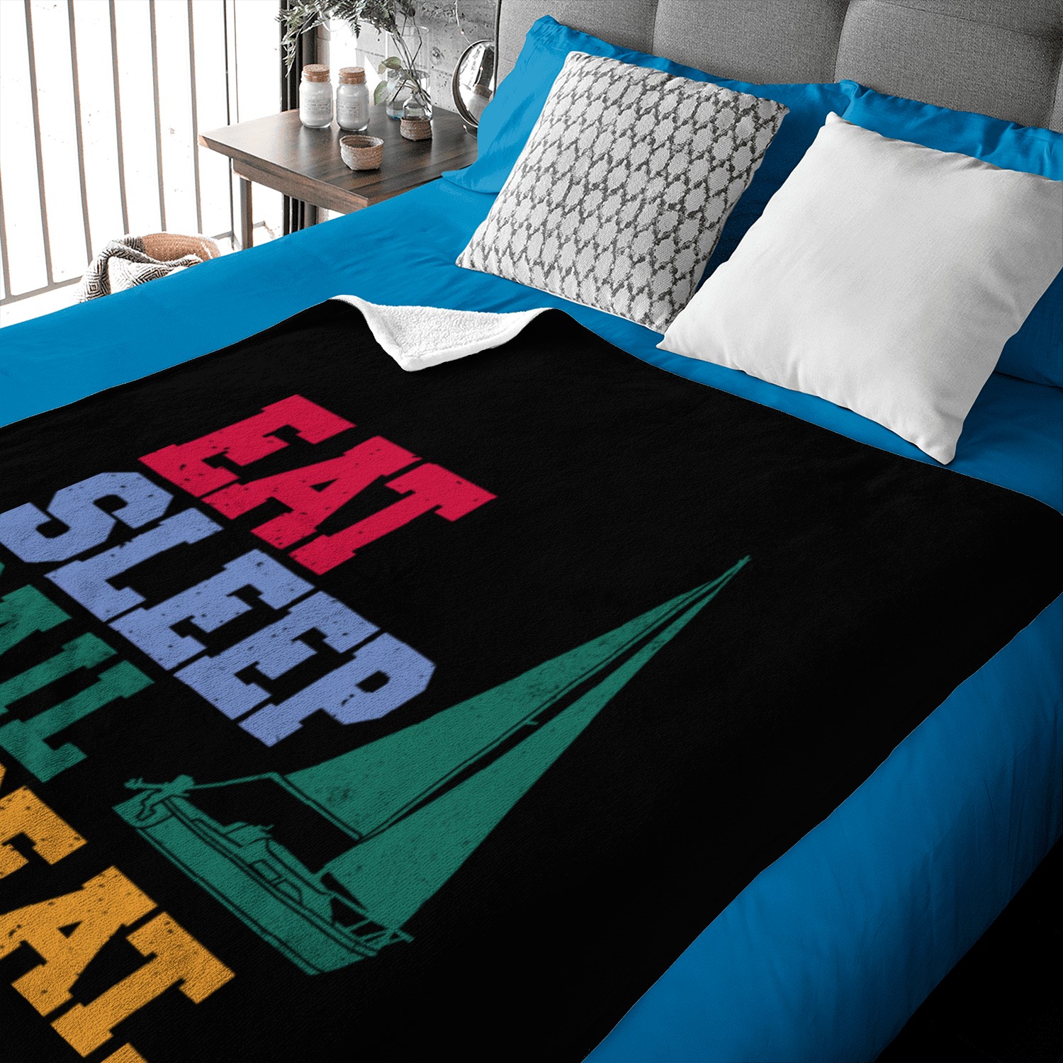 Eat Sleep Sail Repeat Sailor Baby Blankets