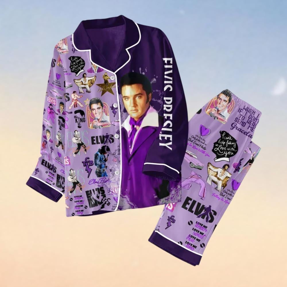 Elvis Presley Set Of Pajamas, Elvis Graphic Womens Pajamas, King Of Rock And Roll Shirt, Music Tour 2025 Merch, Gift For Elvis Lovers