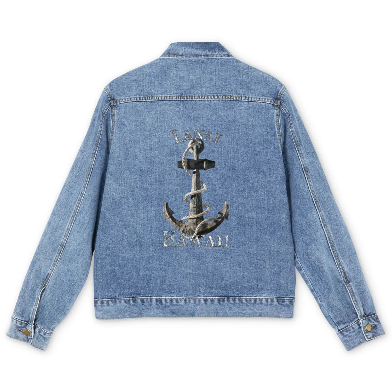 Lanai Hawaii Nautical Anchor Sailing Men's Denim Jackets