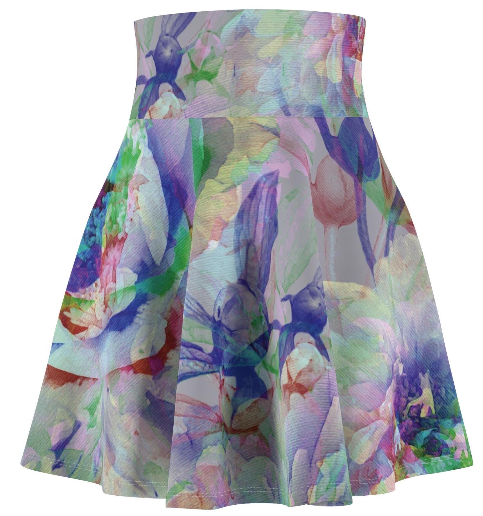 Watercolors Skirt Party Tennis Golf Pickleball Pastel Colors Art Deco Above the knee Vacation Travel Cruise Wedding Casual Purple Blue