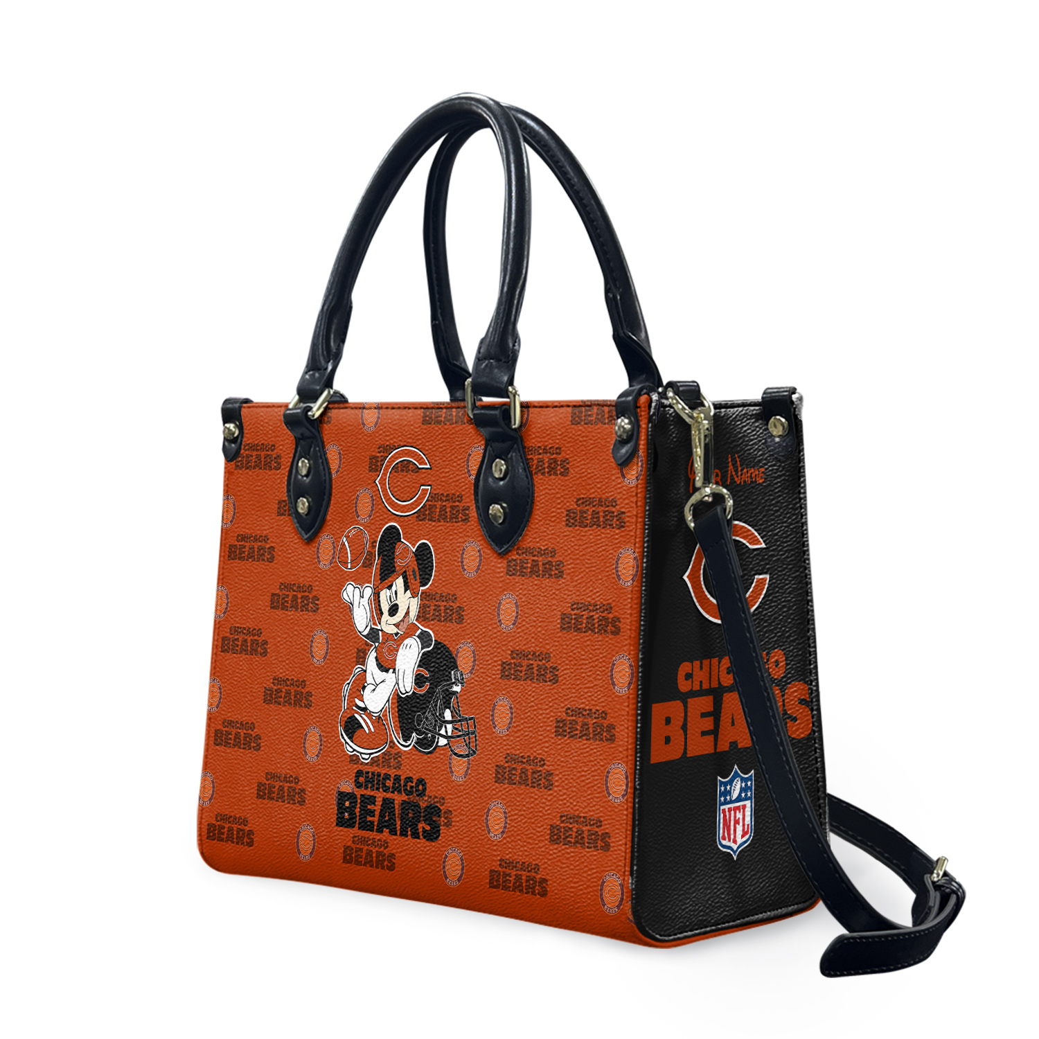 Personalized Chicagos Team Bearss Cartoon Leather Bag, Unique Sport Leather Bag