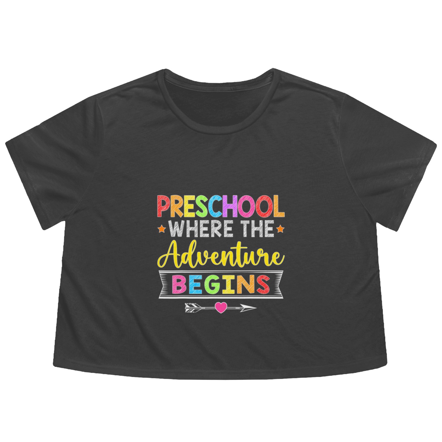 Preschool Where The Adventure Begins Back To Schoo Flowy Cropped Tees