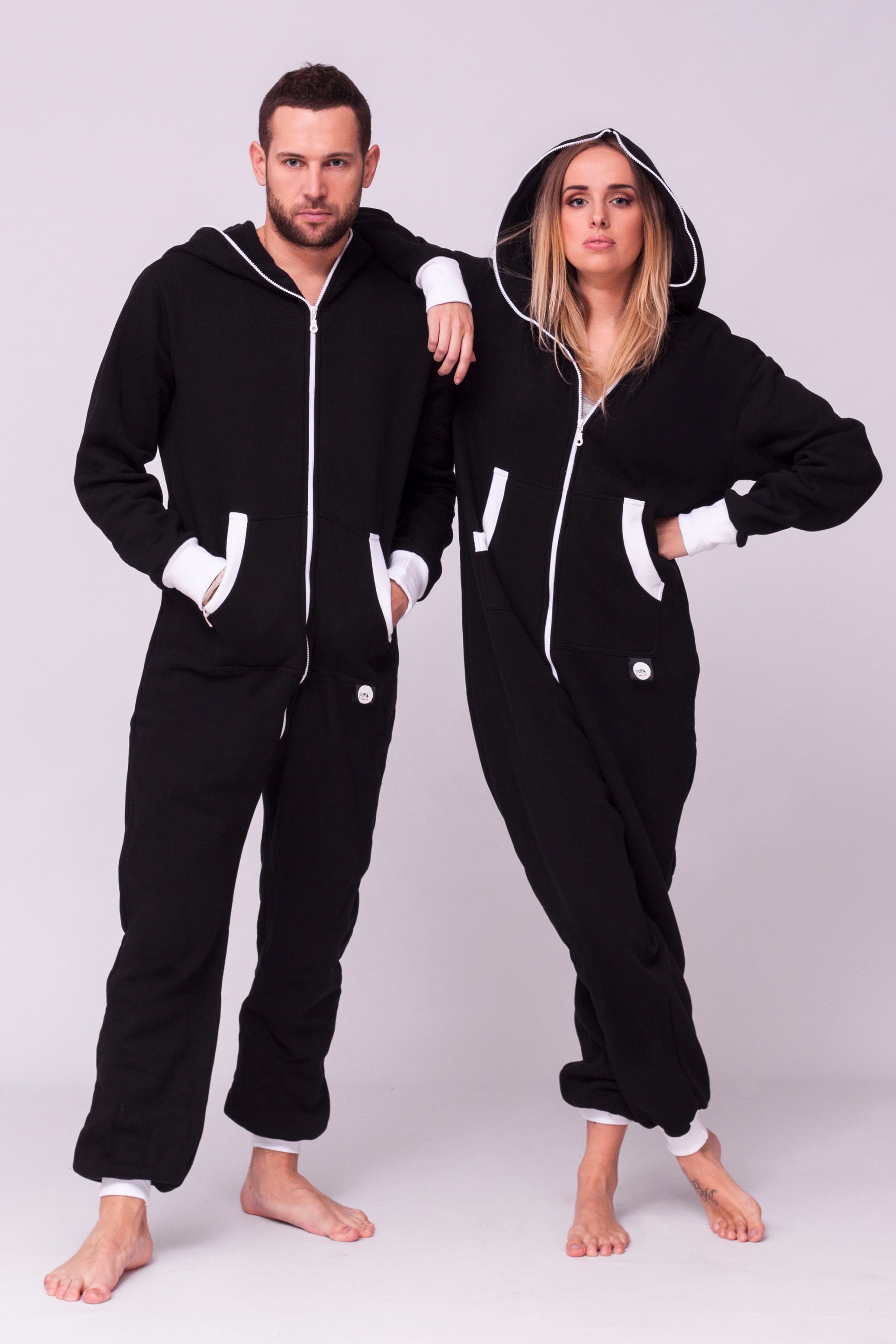 Black Hooded Adult Overall Unisex Festival Jumpsuit