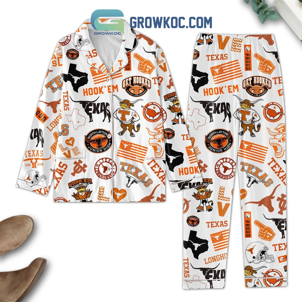 Texas Longhorn Hook 'Em Get Hooked Pajama Set