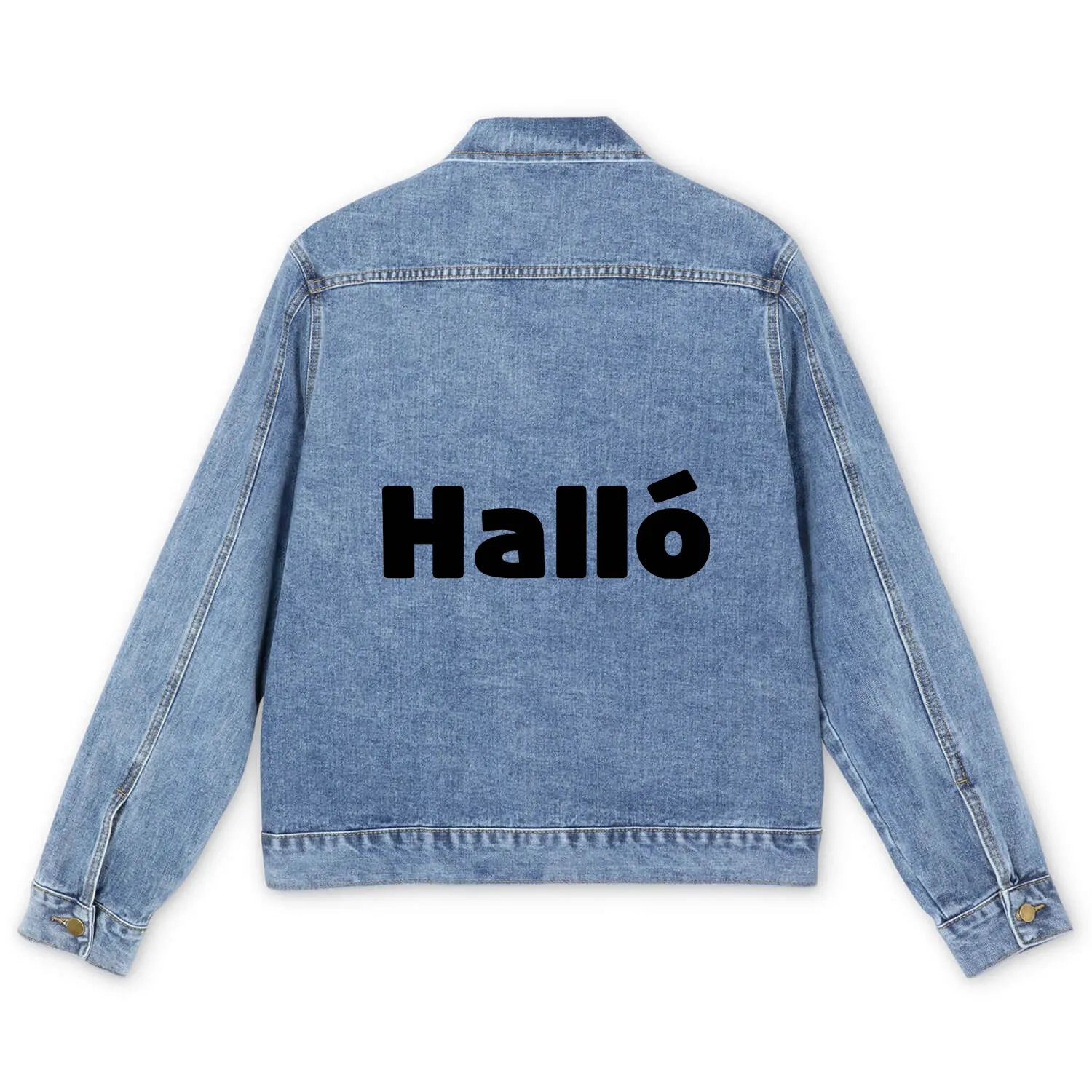 Icelandic Halló { Hello ) Íslenska Language Men's Denim Jackets
