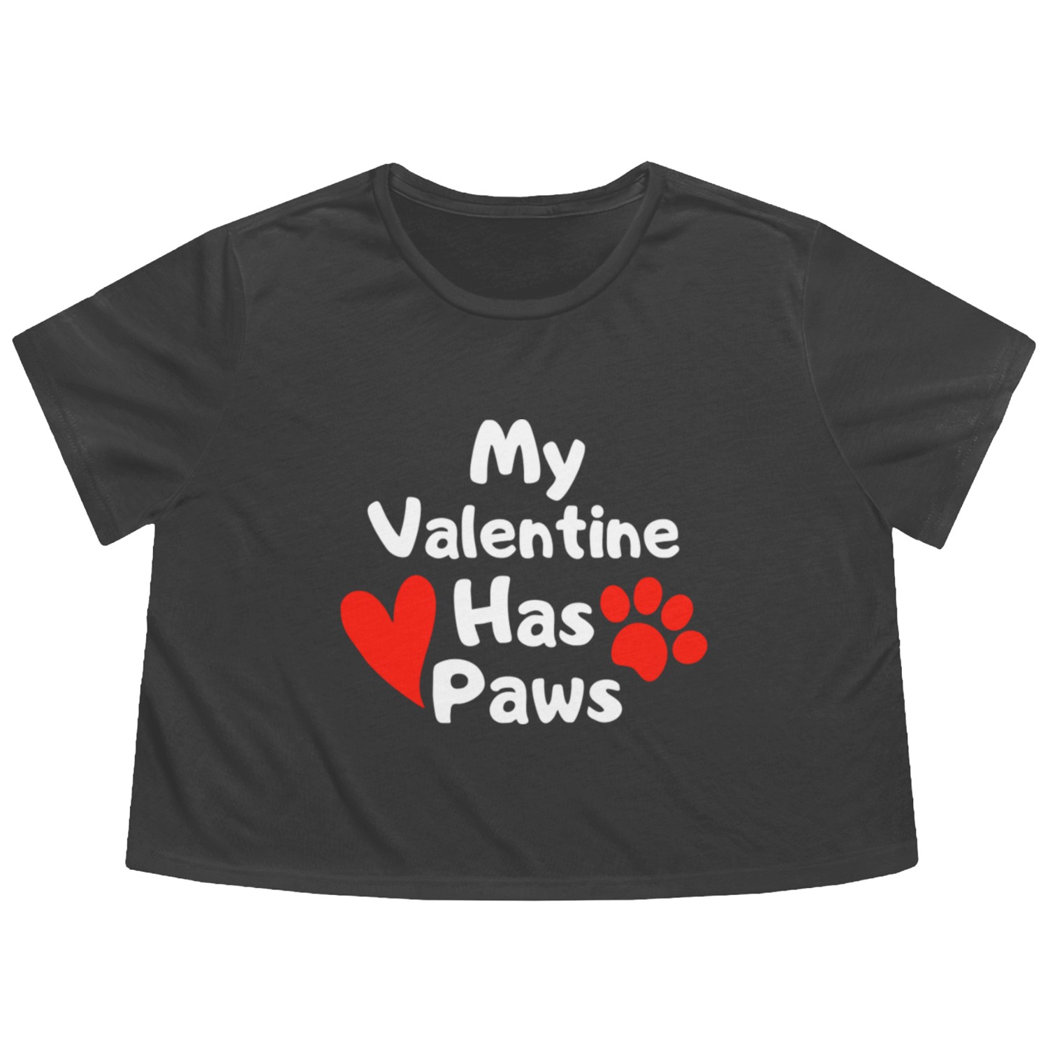 My Valentine Has Paws Flowy Cropped Tees