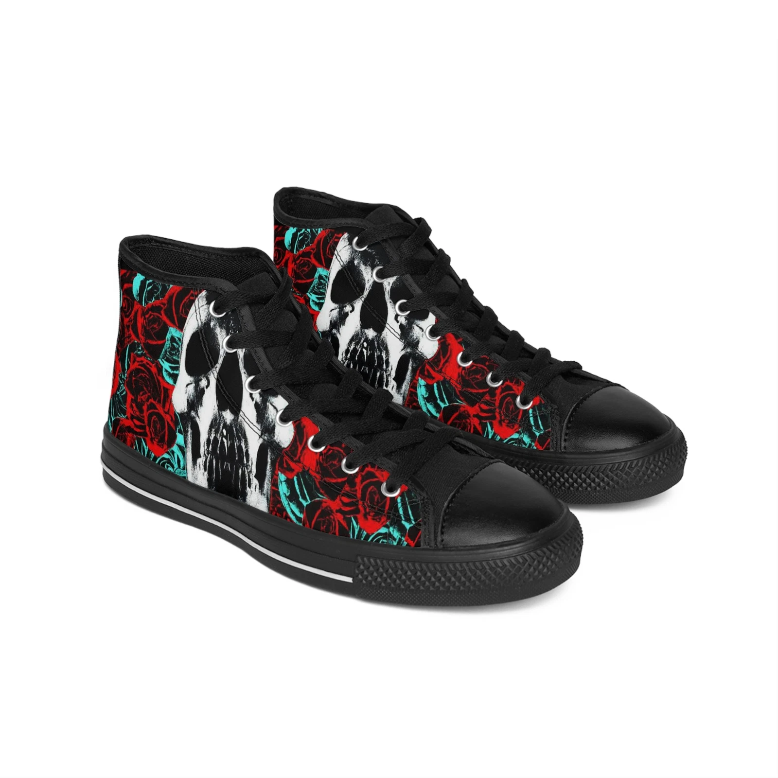 Deftone I Rose and Skull I Artistic Inspired Men's High Top Sneakers