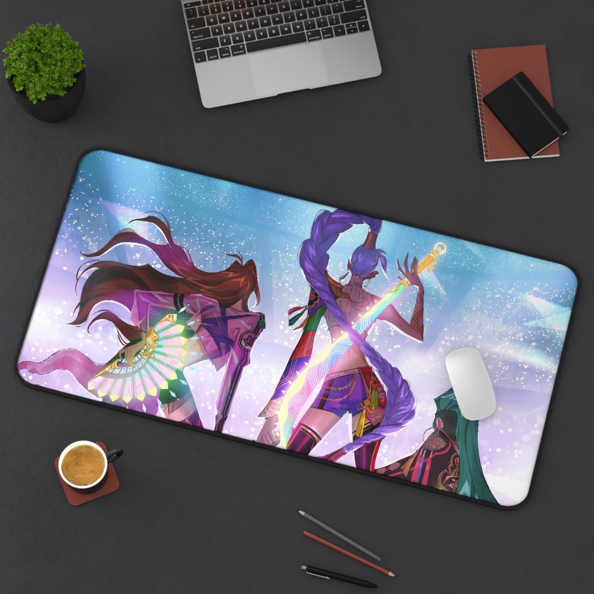 Anime-Inspired Desk Mat, Gaming Mouse Pad, Desk Accessory, Office Decor, Gifts for Gamers, Teen Room Decor, k-pop demon Huntrix
