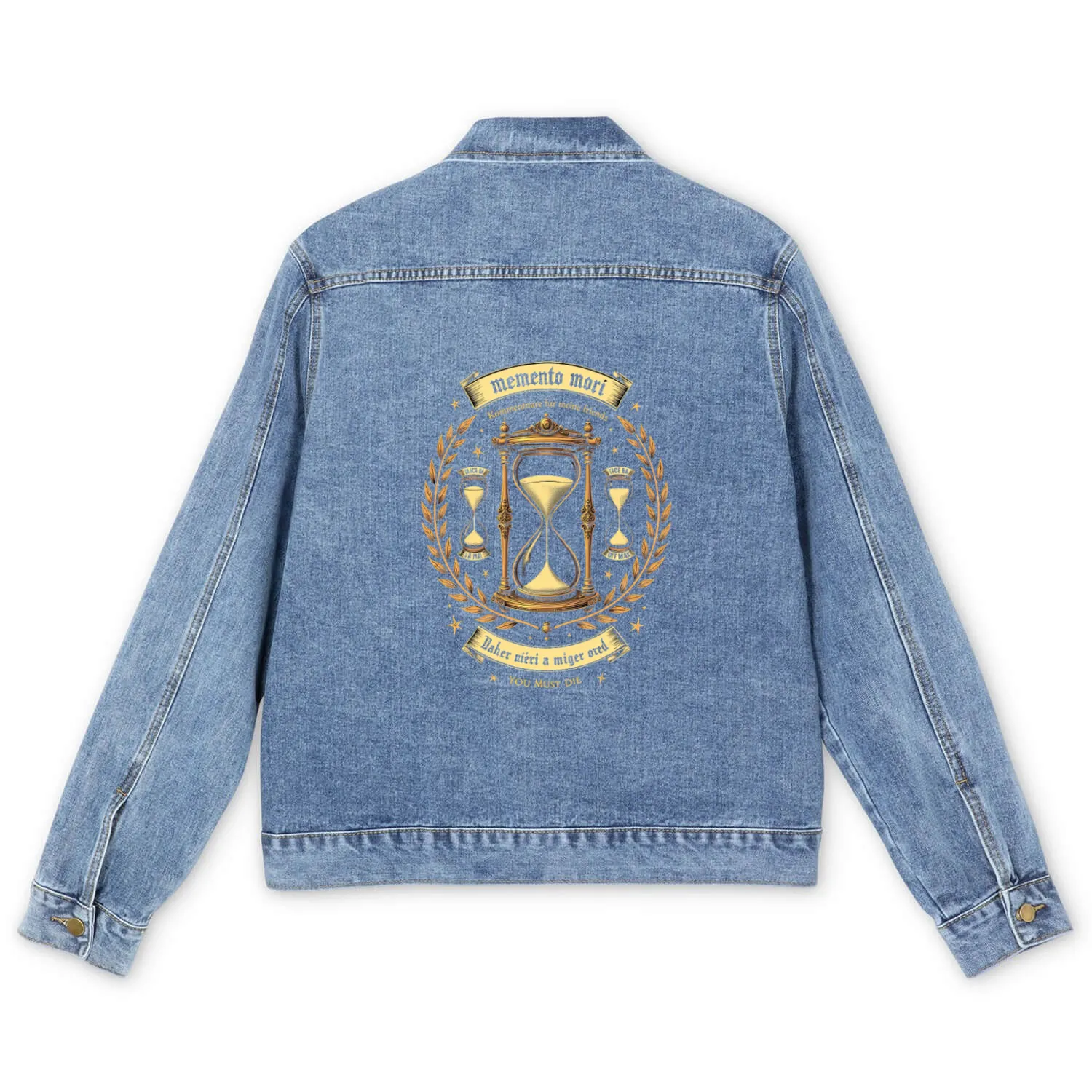 Memento Mori Latin Wisdom Unique Gift Men's Denim Jackets