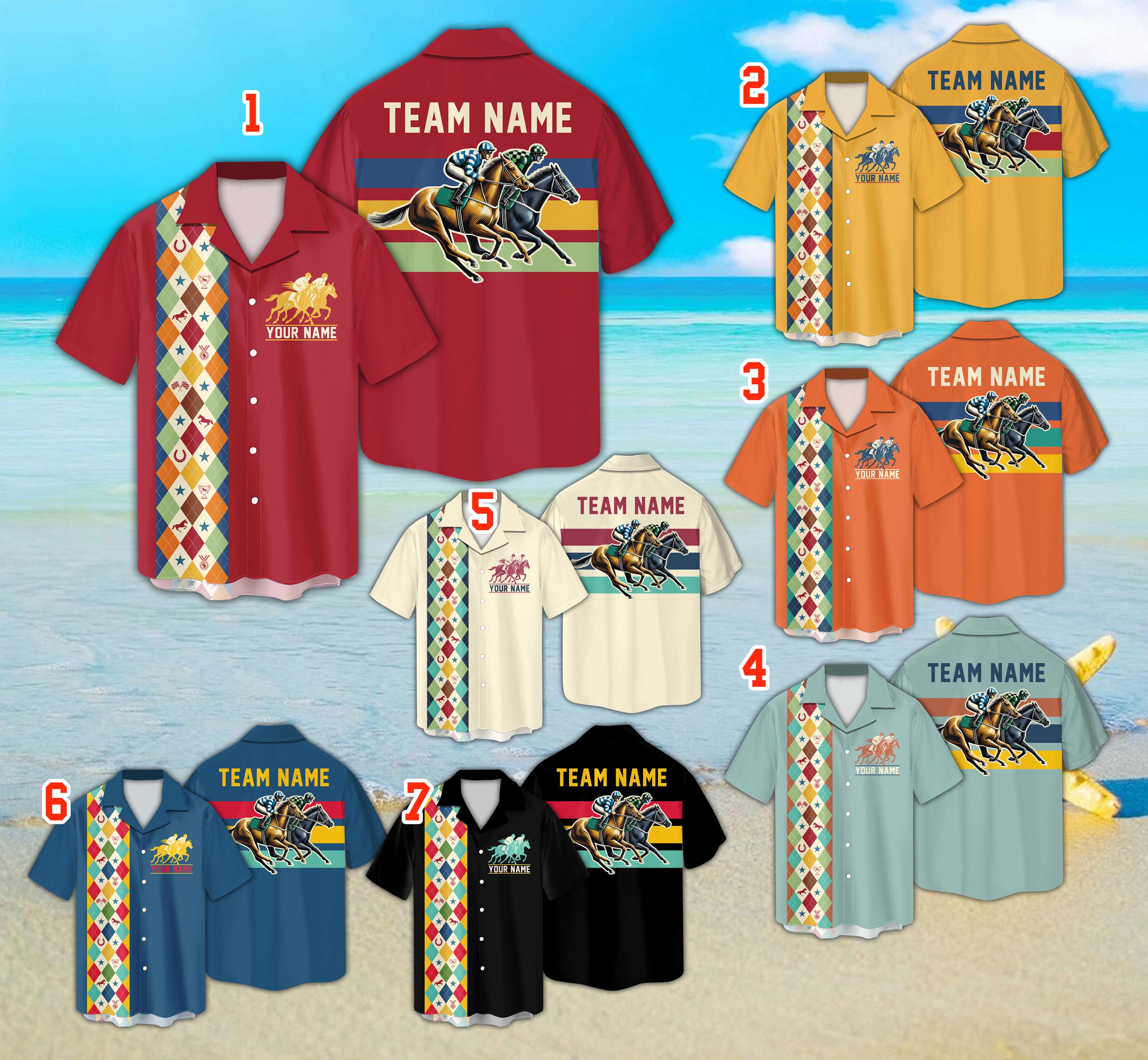 Personalized Name Horse Racing Hawaiian Shirt, Custom Color Talk Derby To Me Button Up Shirt, KY Churchill Downs Shirt, Derby Party Shirt