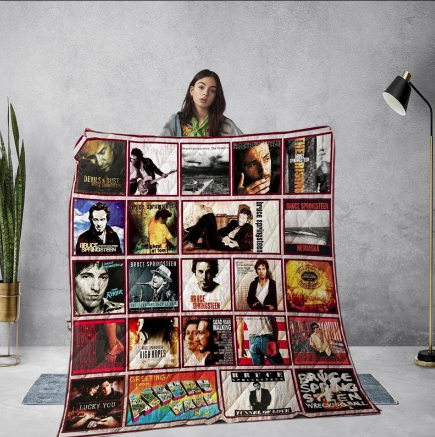Bruce Springsteen Vintage Quilt Blanket, Music-inspired Handmade Bedding, Home Throw
