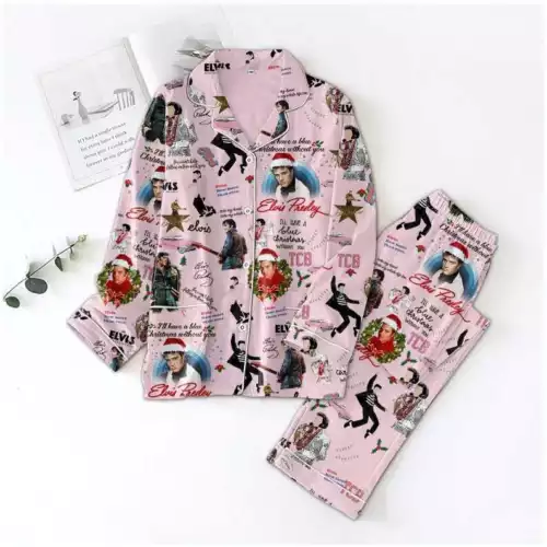 Christmas Elvis Presley Pajamas Set, Elvis King Of Rock And Roll Pajamas Set