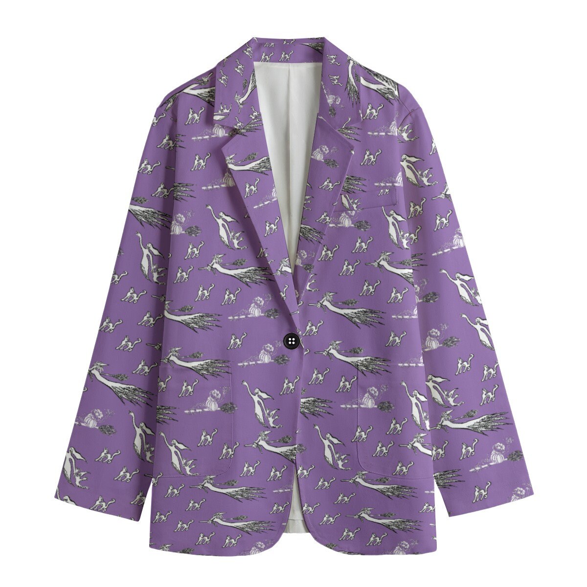 Women's Leisure Blazer, Halloween Blazer, Halloween party, Halloween Cats, Halloween Witch, Pumpkins, Ghosts, Moon