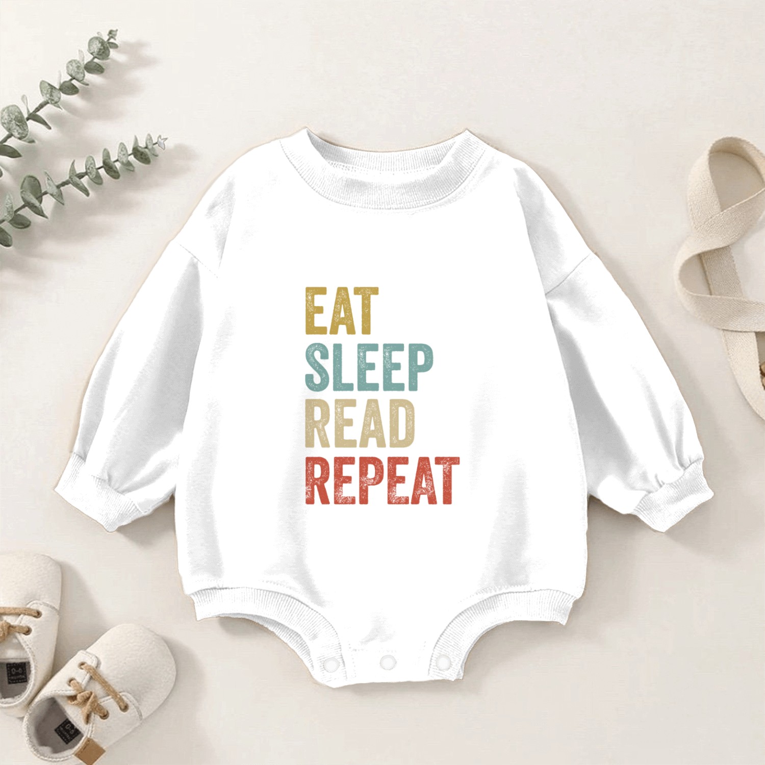Eat Sleep Read Repeat Book Reader Baby Romper Sweatshirts