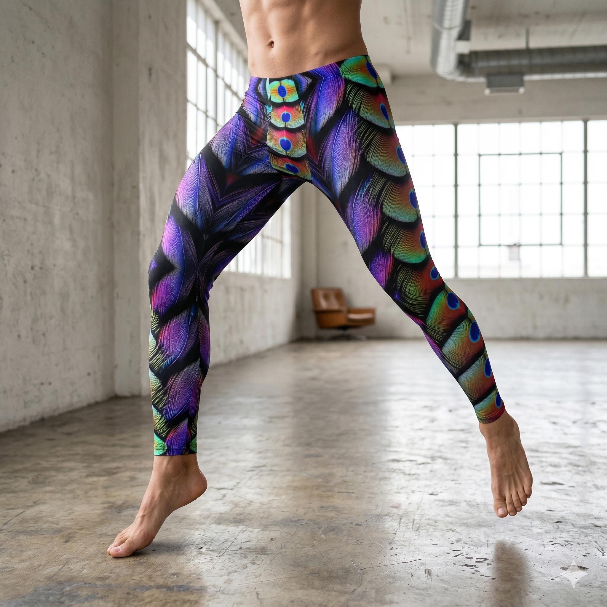 Peacock Gladiator Armor Leggings LARP Battle, Exoskeleton Workout Pants, Cycling Athletic, Fitness Running, Exercise, Rave, Trippy Wrestling