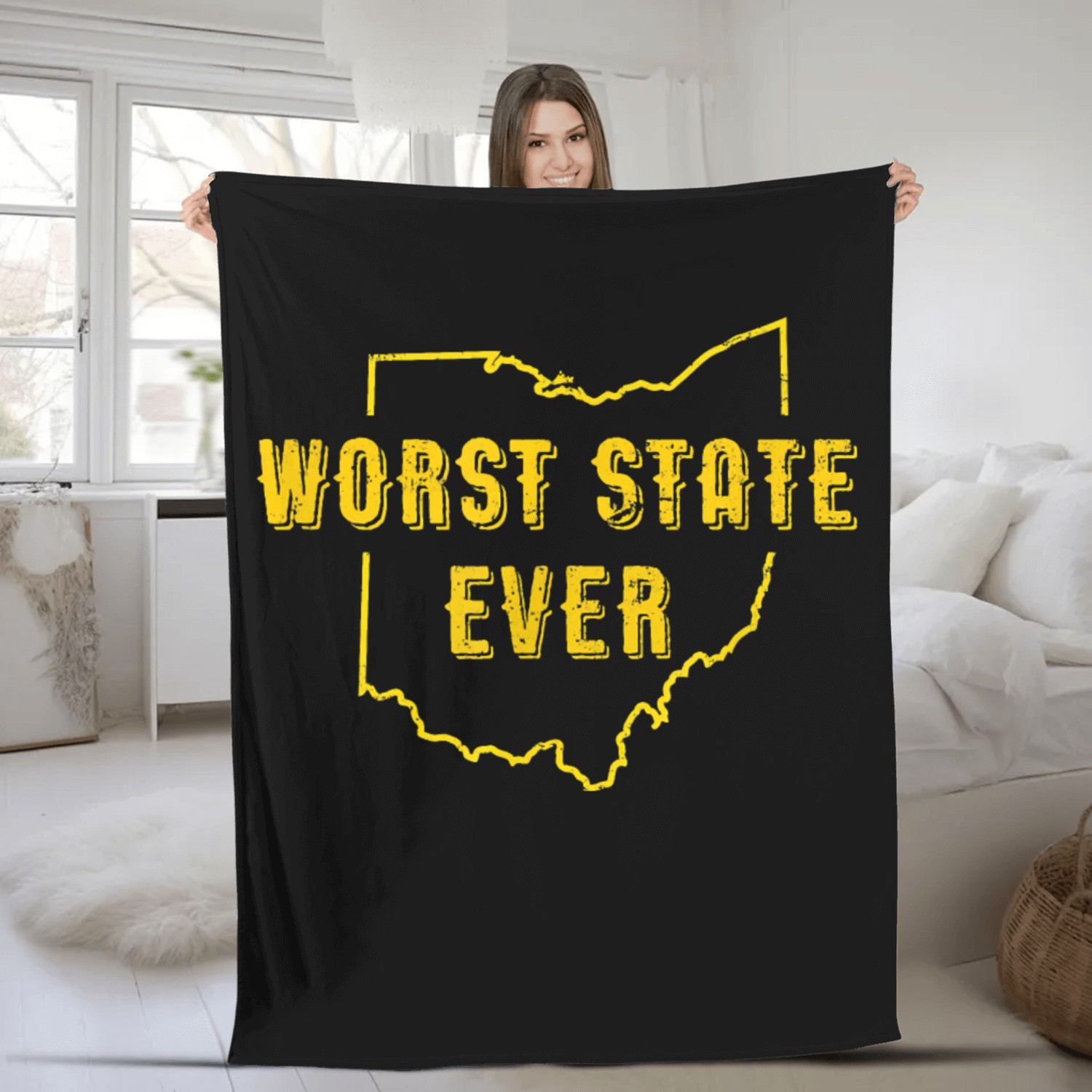 Ohio Sucks Worst State Ever Michigan Sports Fan Fleece Blankets