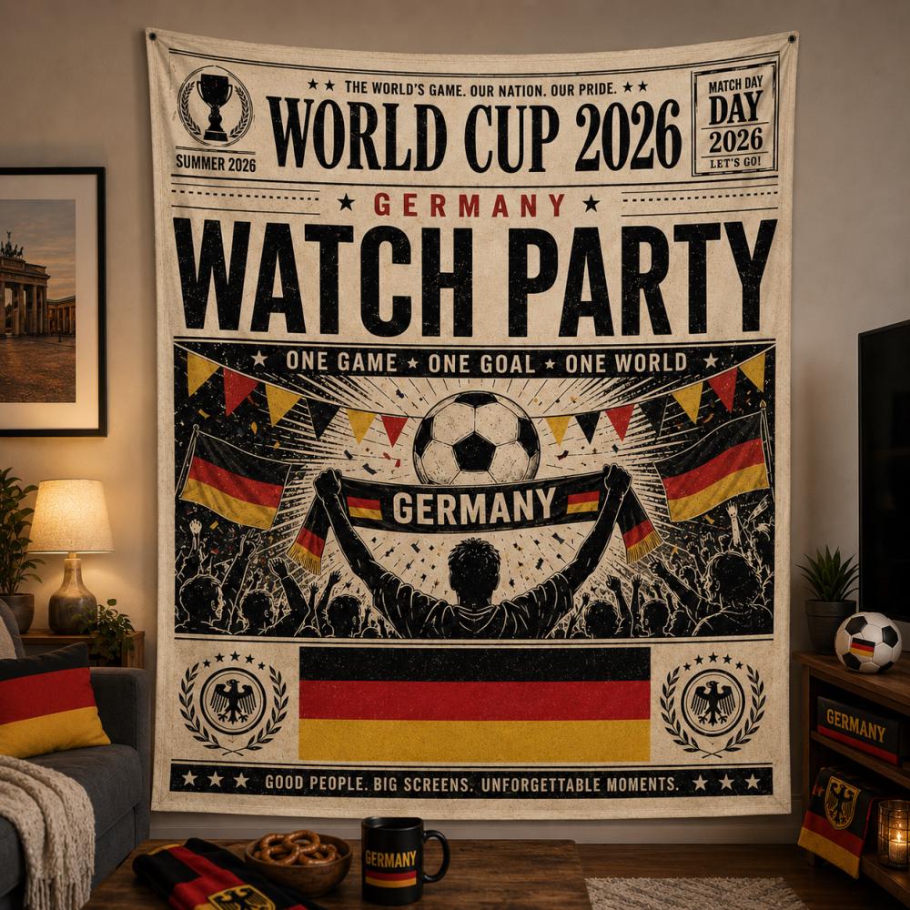 2026 Soccer Germany Tapestry, World Fan Wall Hanging, Game Day Decor Tapestry Gift,WC 2026 Soccer Home Decor