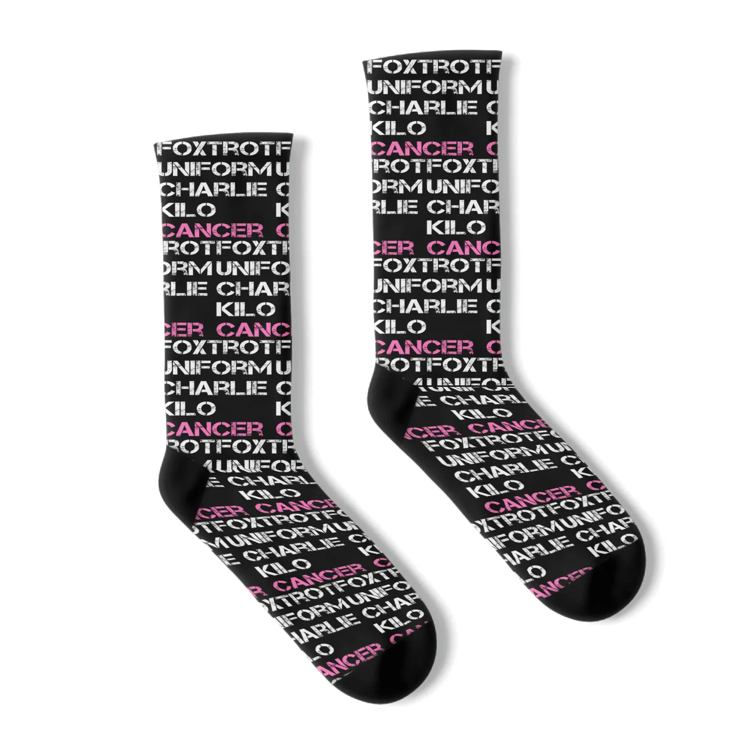 Foxtrot Uniform Charlie Kilo Fuck Breast Cancer Socks