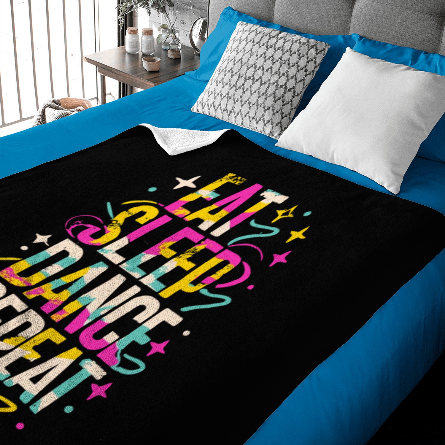 Eat Sleep Dance Repeat Typography Baby Blankets