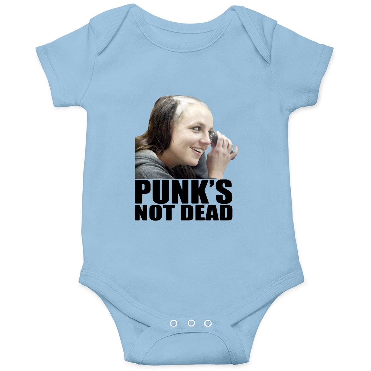 Britney Spears Shaved Head Punks Not Dead Baby Bodysuit