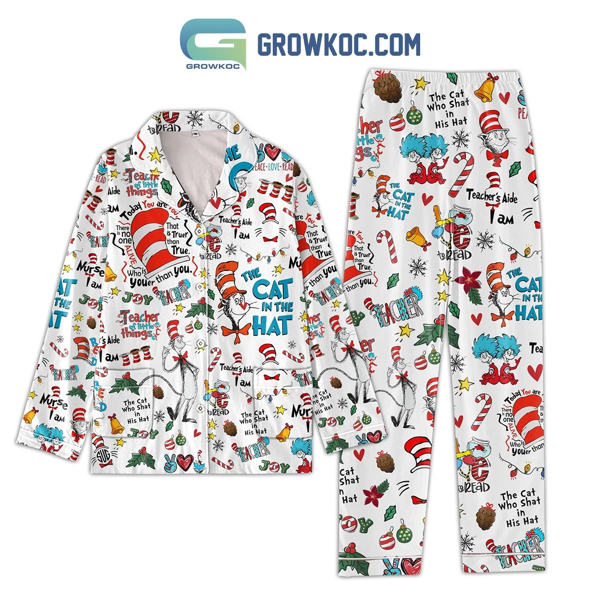 The Cat in stovepipe hat Teacher Of Little Things Pajamas Set