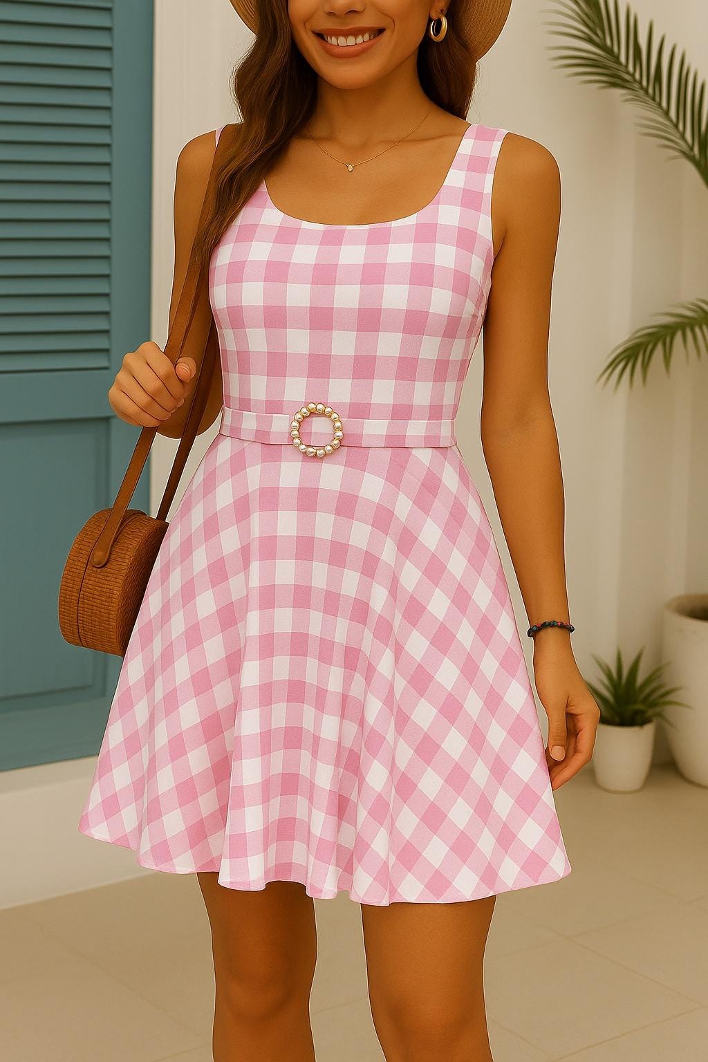 Pink Gingham Costume Dress for Kids, Doll Pink Cosplay Dress, Baby Birthday Halloween Dress