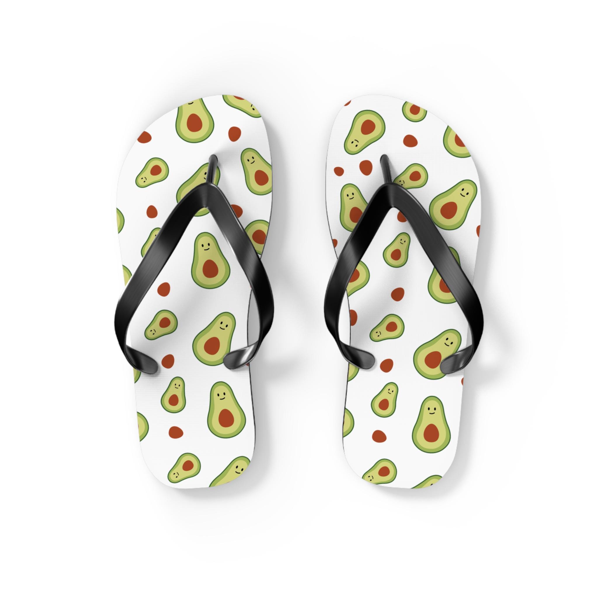 Cute Avocado Flip Flops for Summer Fun, Beach, Pool Parties, Gifts, Avocado Lovers, Funny Flip Flops, Casual Wear