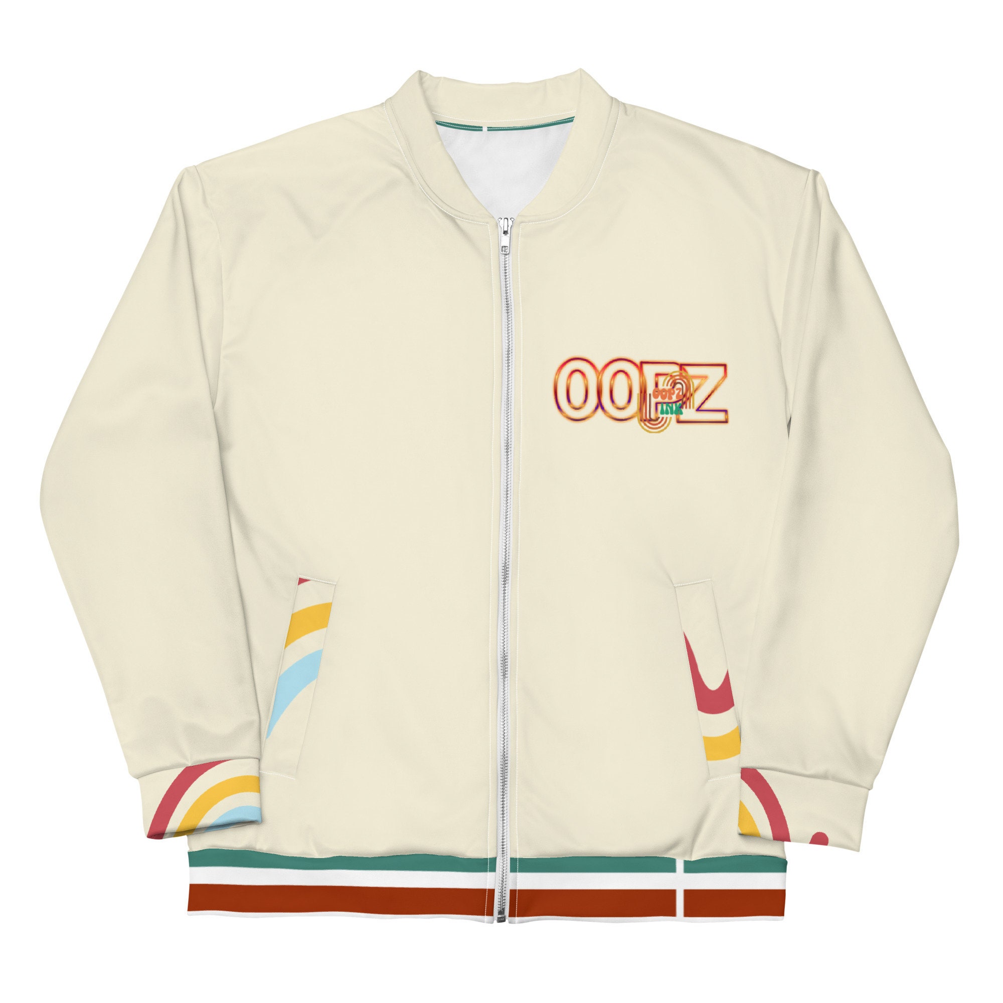 White Oopz Ink Grapic Design Unisex Bomber Jacket
